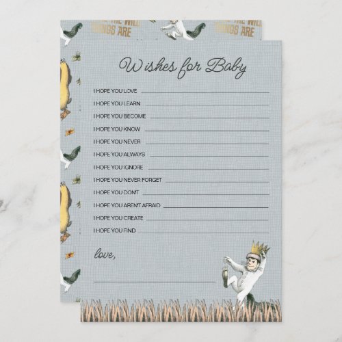 Where the Wild Things Are Baby Shower Wishes Note Card