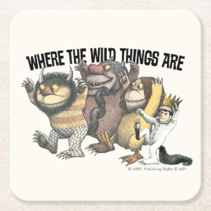 Where the Wild Things Are Characters & Logo Square Paper Coaster