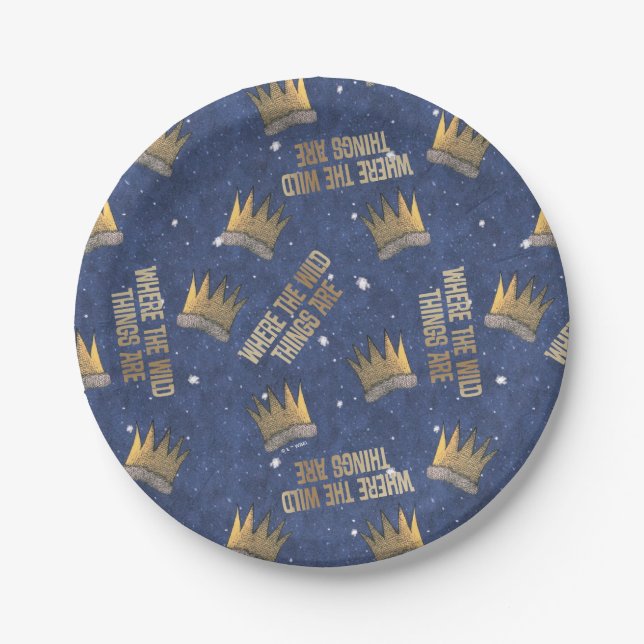 Where the Wild Things Are Crown and Stars Pattern Paper Plates (Front)