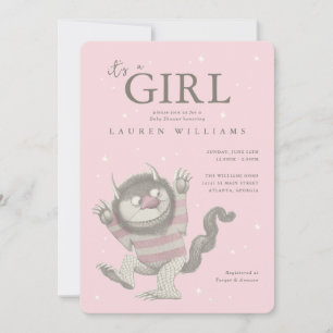Where the Wild Things Are Girl Baby Shower Invitation