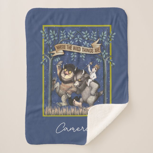 Where the Wild Things Are Graphic | Add Your Name Sherpa Blanket (Front)