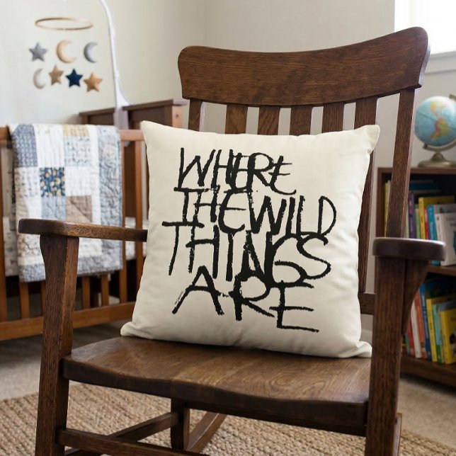 Where the Wild Things Are | Handwritten Throw Pillow (Generated image of pillow on chair)