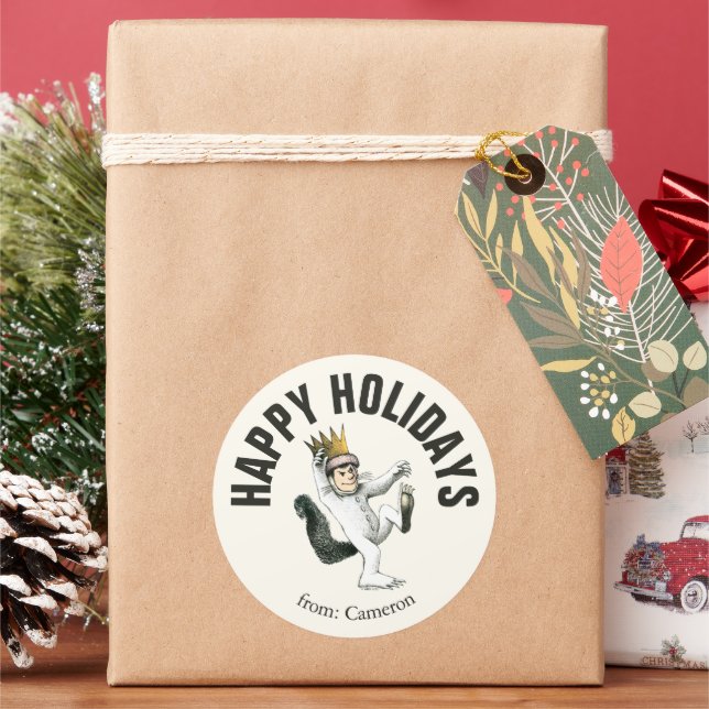 Where the Wild Things Are | Happy Holidays Classic Round Sticker (Holiday)