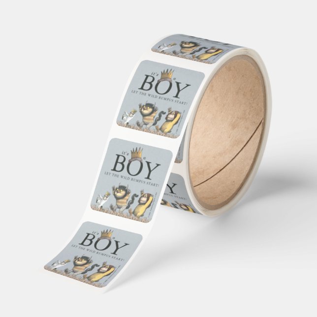 Where the Wild Things Are | It's a Boy Baby Shower Square Sticker (Roll)