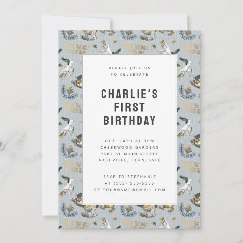 Where the Wild Things Are Pattern 1st Birthday Invitation