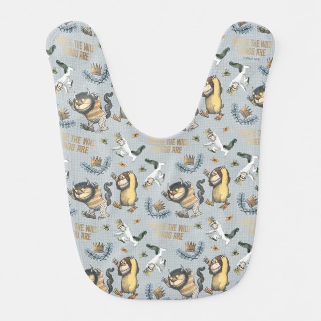 Where the Wild Things Are Pattern Baby Bib (Front)