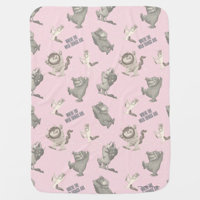 Where the Wild Things Are Pink Star Pattern Baby Blanket (Front)
