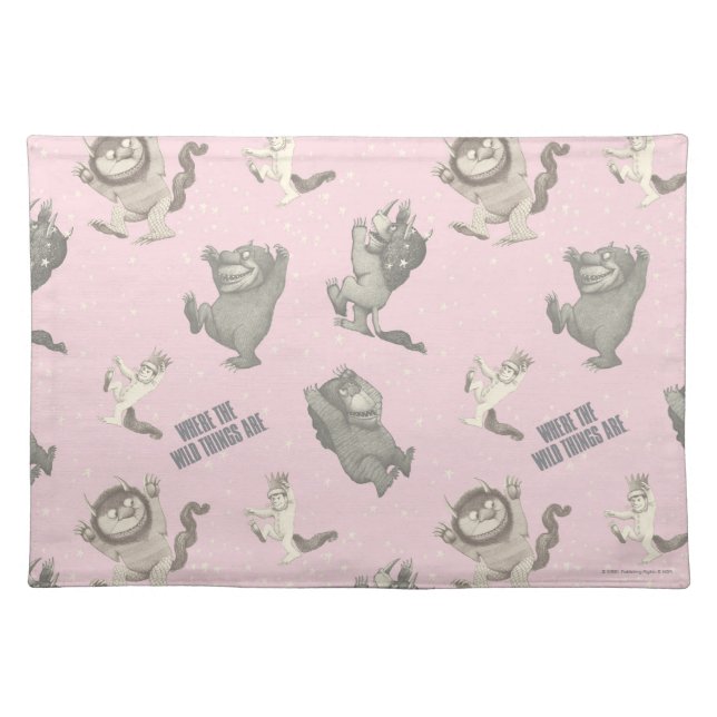 Where the Wild Things Are Pink Star Pattern Cloth Placemat (Front)