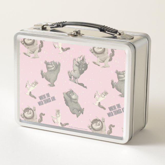 Where the Wild Things Are Pink Star Pattern Metal Lunch Box (Front)