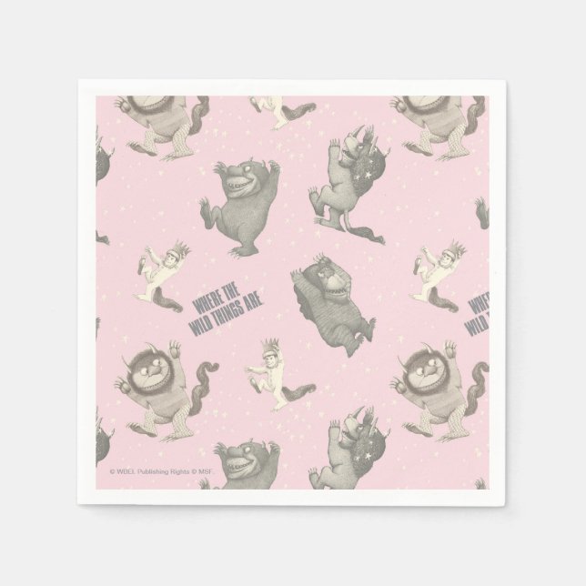 Where the Wild Things Are Pink Star Pattern Napkins (Front)