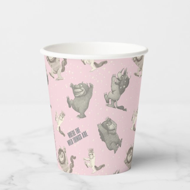 Where the Wild Things Are Pink Star Pattern Paper Cups (Front)