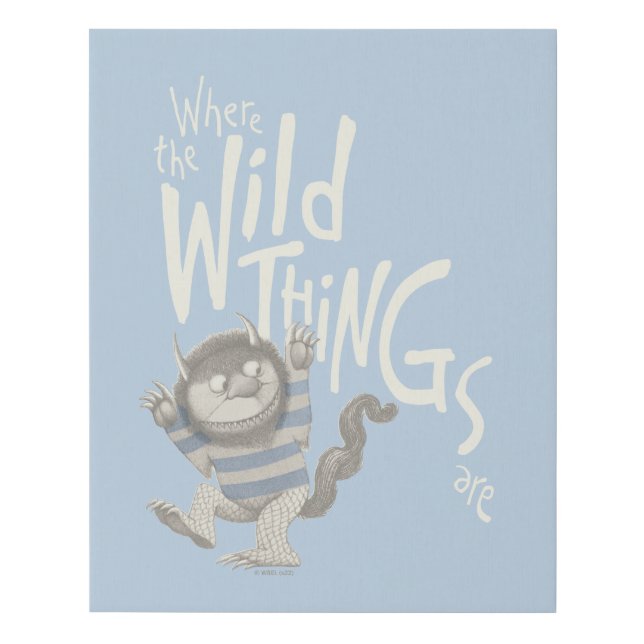 Where the Wild Things Are Quote - Blue Faux Canvas Print (Front)