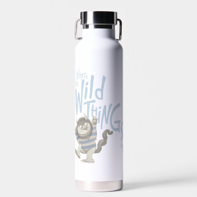 Where the Wild Things Are Quote - Blue Water Bottle (Front)