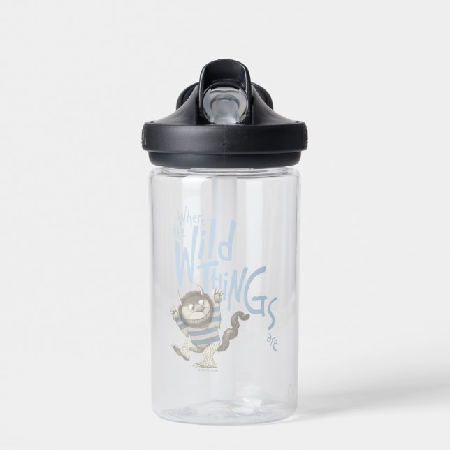 Where the Wild Things Are Quote - Blue Water Bottle (Front)