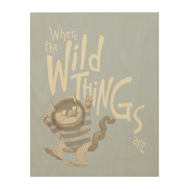 Where the Wild Things Are Quote - Blue Wood Wall Art (Front)