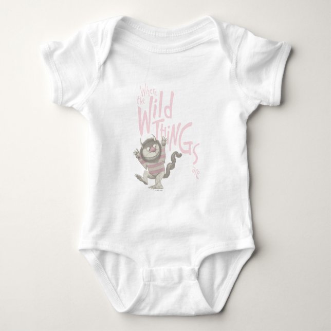 Where the Wild Things Are Quote - Pink Baby Bodysuit (Front)