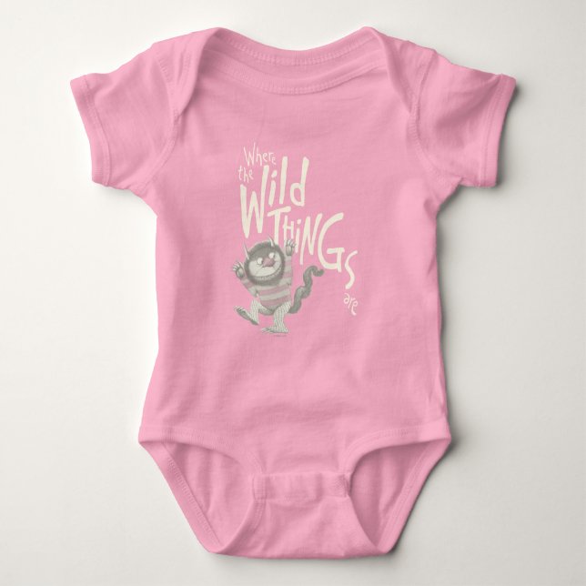 Where the Wild Things Are Quote - Pink Baby Bodysuit (Front)