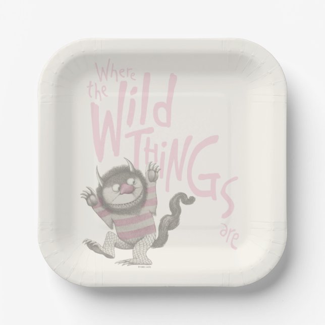 Where the Wild Things Are Quote - Pink Paper Plates (Front)
