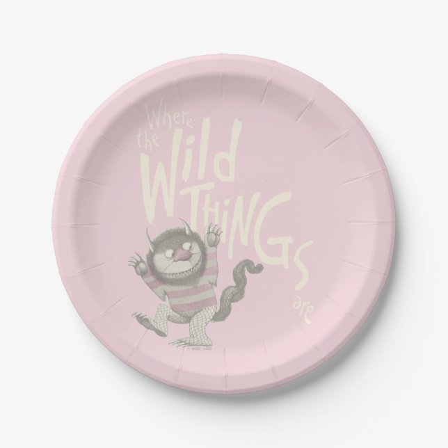 Where the Wild Things Are Quote - Pink Paper Plates (Front)