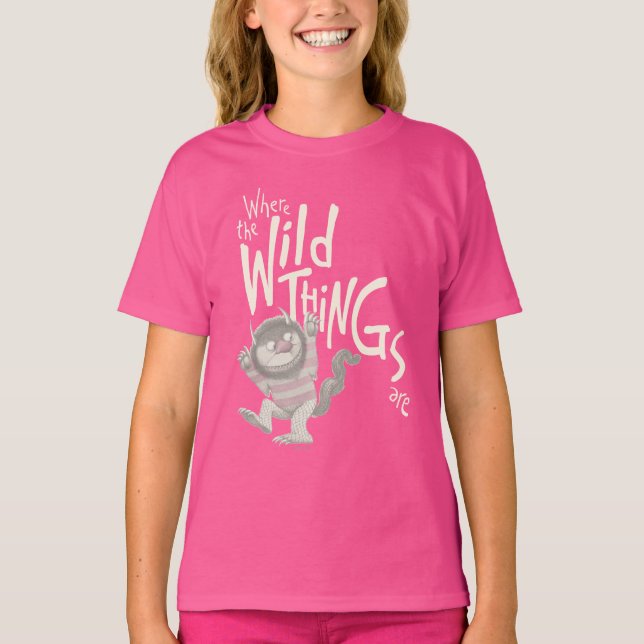 Where the Wild Things Are Quote - Pink T-Shirt (Front)