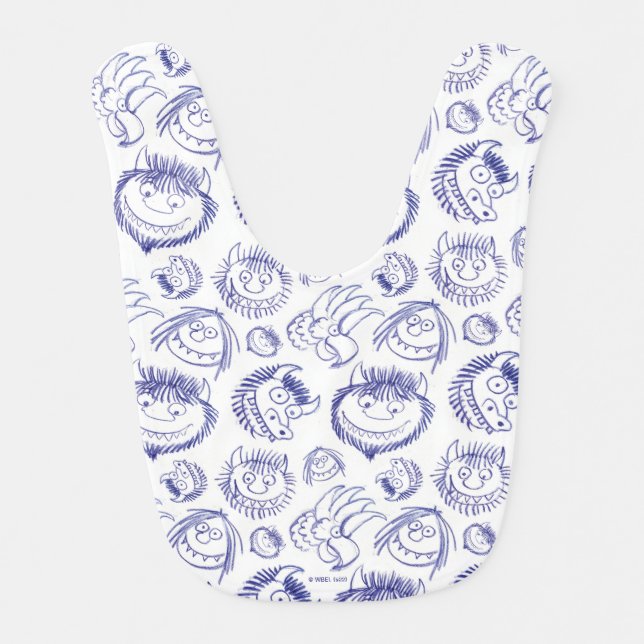 Where the Wild Things Are Sketch Pattern Baby Bib (Front)