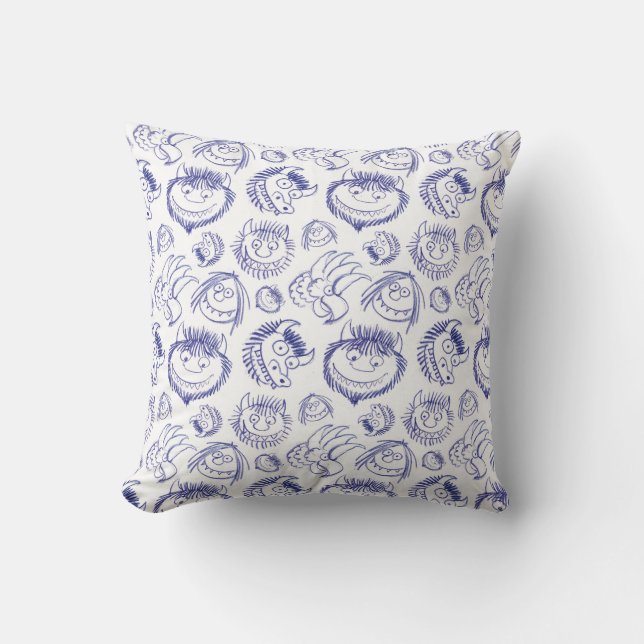 Where the Wild Things Are Sketch Pattern Throw Pillow (Front)