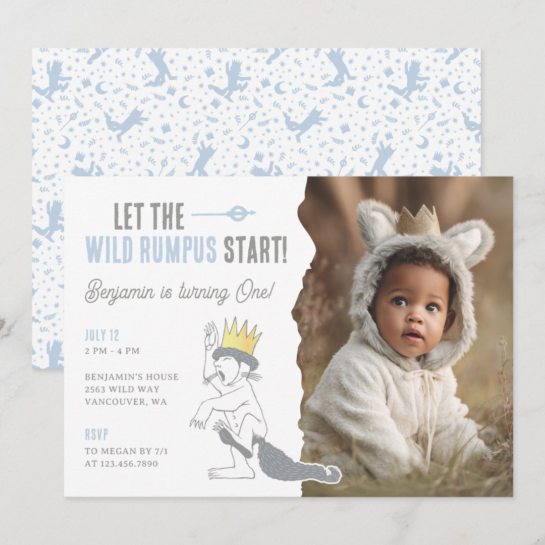 Where the Wild Things Are Wild One First Birthday Invitation (Front/Back)