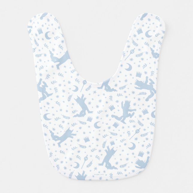 Where the Wild Things Blue Floral Baby Bib (Front)