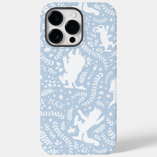 Where the Wild Things Blue Floral Pattern Case-Mate iPhone Case (Back)