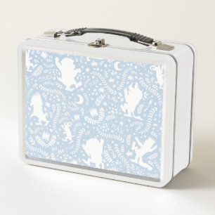 Where the Wild Things Blue Floral Pattern Metal Lunch Box