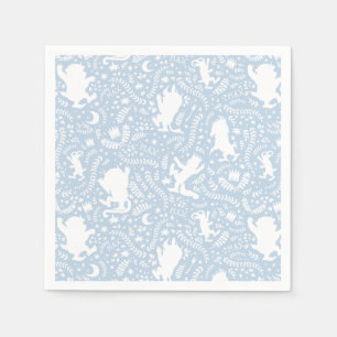 Where the Wild Things Blue Floral Pattern Napkins