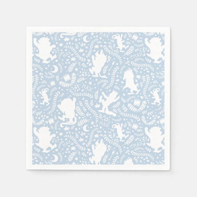 Where the Wild Things Blue Floral Pattern Napkins (Front)