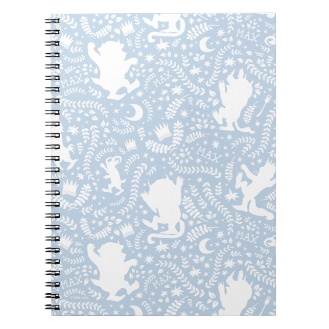 Where the Wild Things Blue Floral Pattern Notebook (Front)