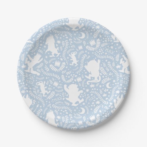 Where the Wild Things Blue Floral Pattern Paper Plates