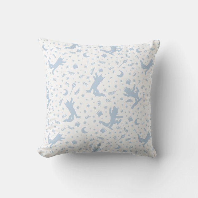 Where the Wild Things Blue Floral Throw Pillow (Front)