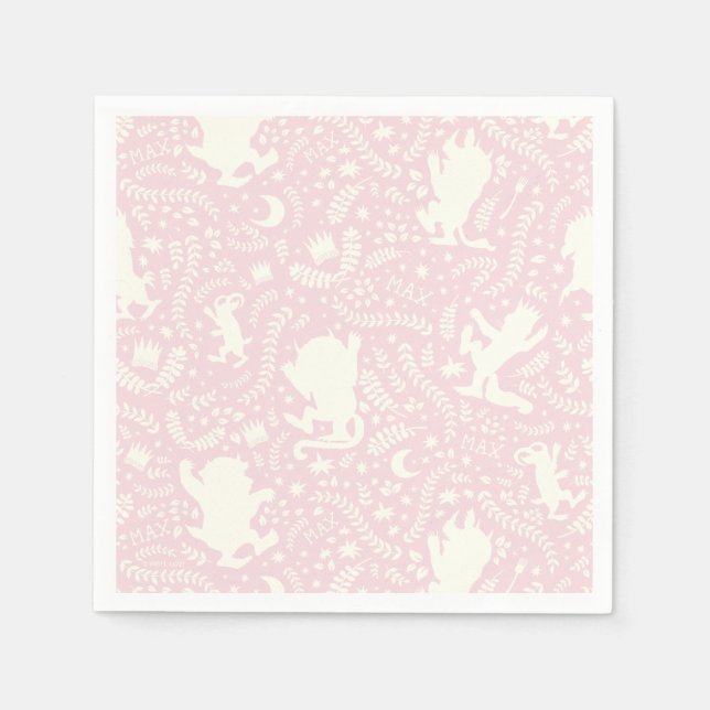 Where the Wild Things Pink Floral Pattern Napkins (Front)