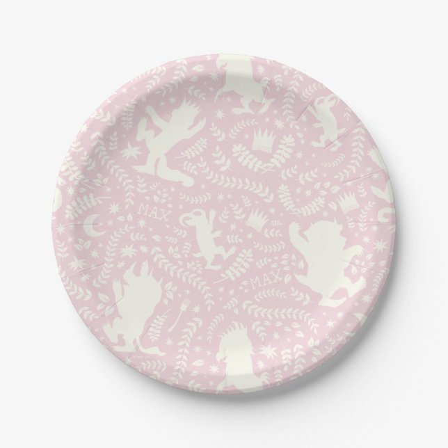 Where the Wild Things Pink Floral Pattern Paper Plates (Front)