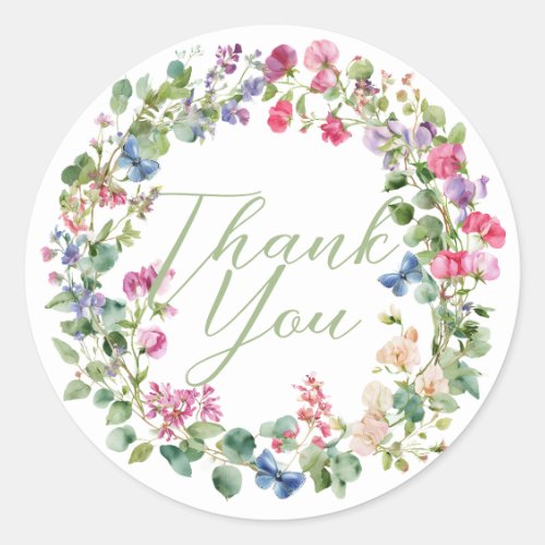 Where the Wildflowers Grow | Thank You Classic Round Sticker