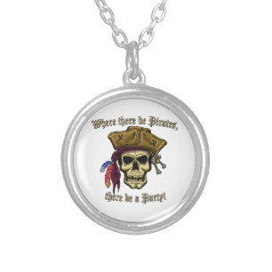 Where there be Pirates, there be a Party! Silver Plated Necklace
