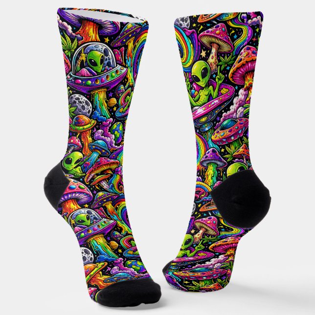 Where To Buy Cool Socks 00346 Alien Mushroom Socks (Angled)