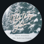 Where tree tops glisten Christmas Holiday Classic Round Sticker<br><div class="desc">Where tree tops glisten Christmas Holiday stickers</div>