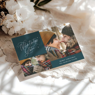 Where tree tops glisten multi photo Christmas Holiday Card