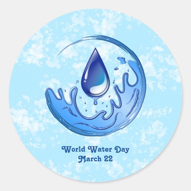 Where Water Flows, Equality Grows World Day 2026 Classic Round Sticker (Front)
