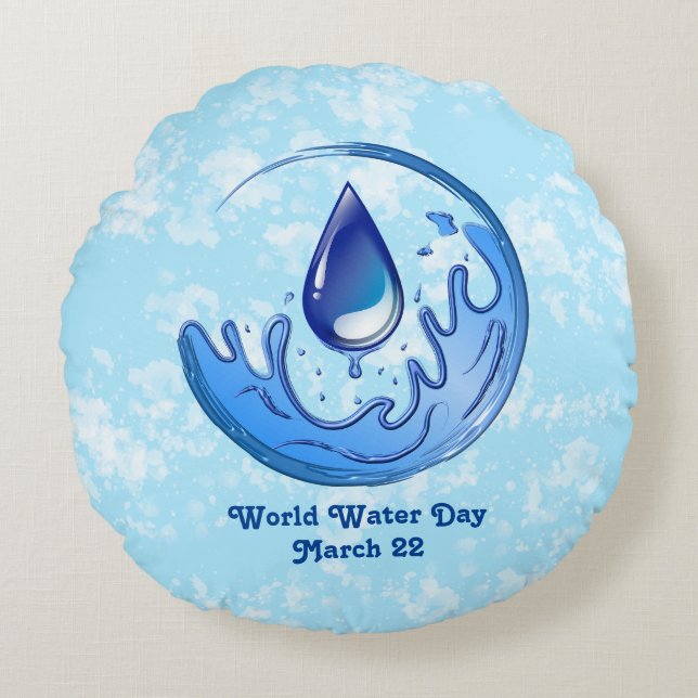 Where Water Flows, Equality Grows World Day 2026 Round Pillow (Front)