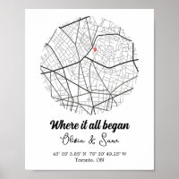 Where We Met Map,Where it all began,Couple Map