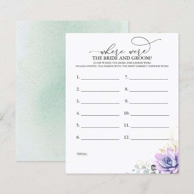 Where Were The BRIDE AND GROOM Photo Game (Front/Back)