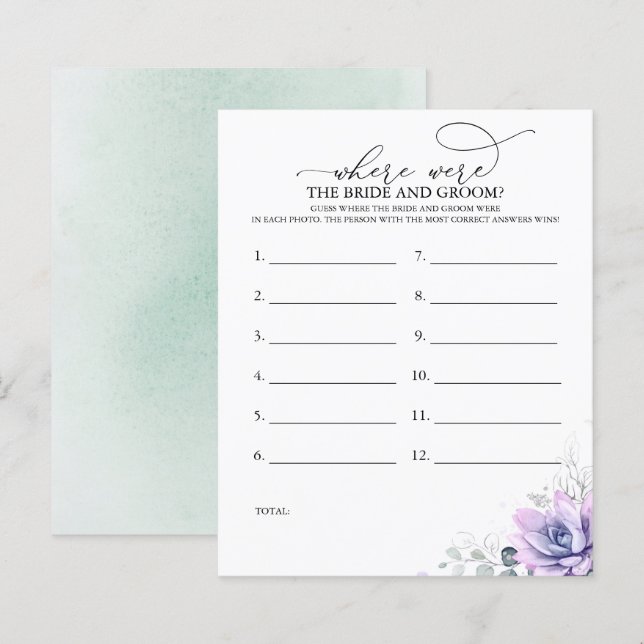 Where Were The BRIDE AND GROOM Photo Game (Front/Back)