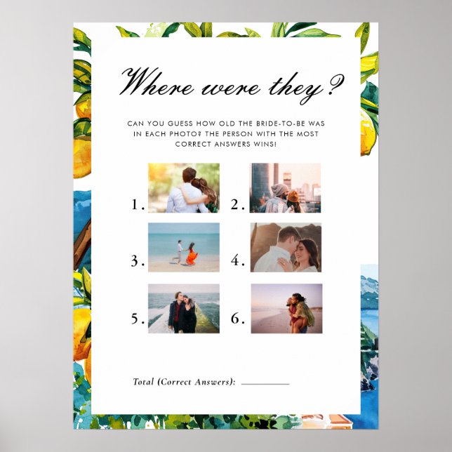 Where Were They Amalfi Bridal Shower Poster (Front)