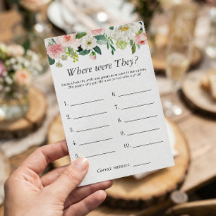Where Were They Blush Floral Bridal Shower Game Flyer