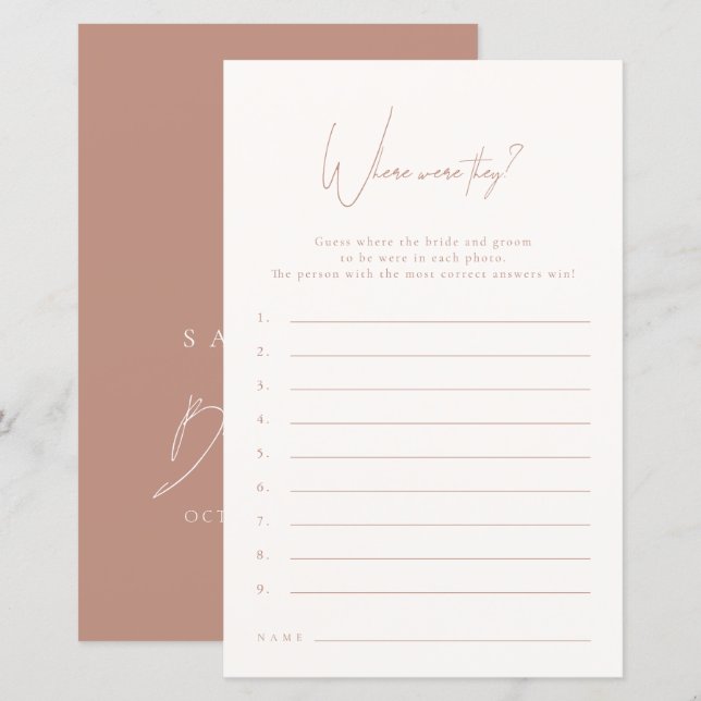 Where Were They Blush Pink Bridal Shower Game (Front/Back)
